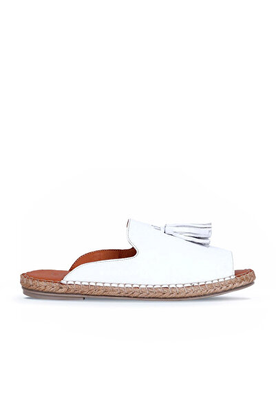 Bueno Shoes Papuci espadrille din piele albă pentru femei - 01wj0311
