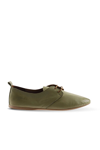 Bueno Shoes Дамски плоски балетни обувки от кожа Haki 01wj2123