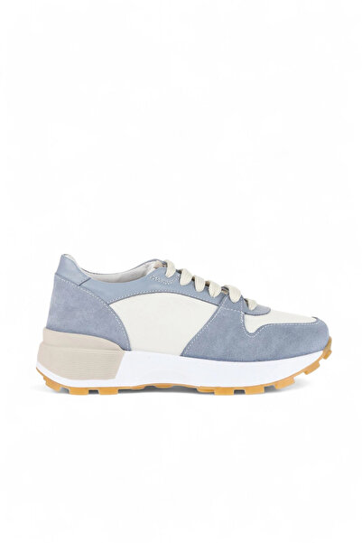 Bueno Shoes Blue White Leather-Suede Women's Sports Shoes 01Wa8300