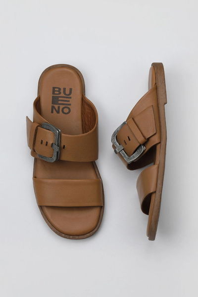 Bueno Shoes Taba Deri Kadın Düz Terlik 01wy2001