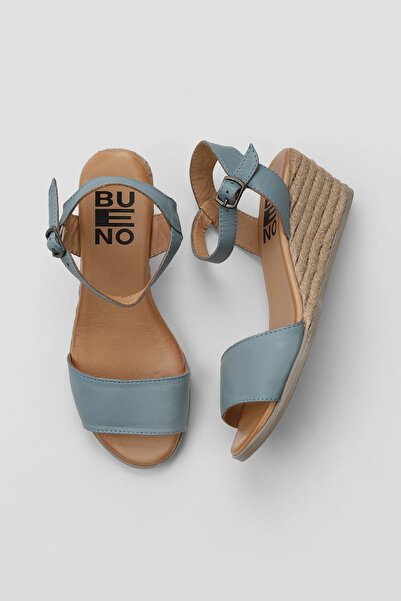 Bueno Shoes Sandale de damă din piele albastră cu toc 01ws11101