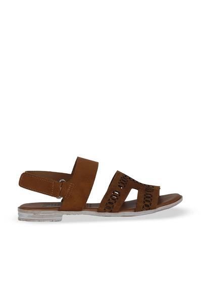 Bueno Shoes Sandale plate pentru femei Taba Alf Suede 01we2304