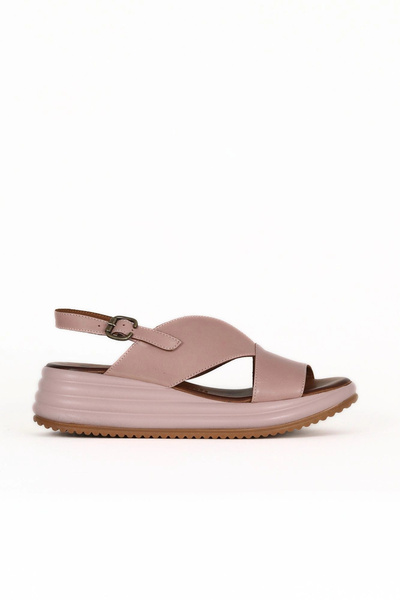 Bueno Shoes صندل نسائي بكعب عريض من الجلد من Dusty Rose 01we3202