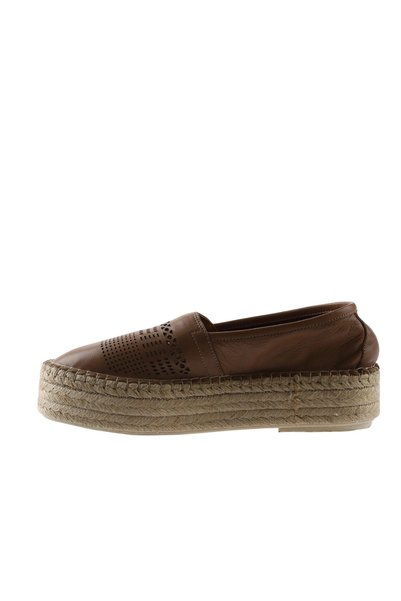 Bueno Shoes حذاء إسبادريل نسائي من الجلد البني 01wq3510