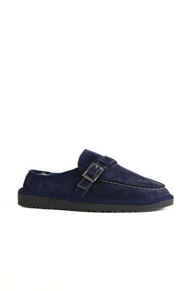 Bueno Shoes Papuci plati pentru femei din piele intoarsa albastru bleumarin 0...