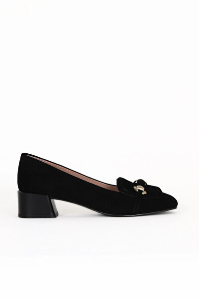 Bueno Shoes حذاء بكعب نسائي من جلد الغزال الأسود 33wa7711