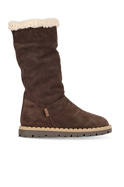 BUENO Shoes Brown Dark Suede Women's Flat Boots 01Wf3906