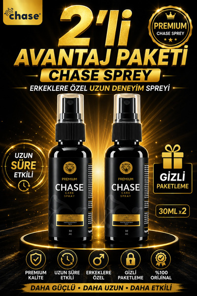 Chase Premium Uzun Süreli Etkili Erkek Bakım Spreyi 2 Adet + Hediyeli