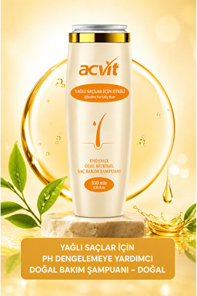 Acvit شامبو للعناية الطبيعية يساعد على موازنة درجة الحموضة للشعر الدهني - 330 مل