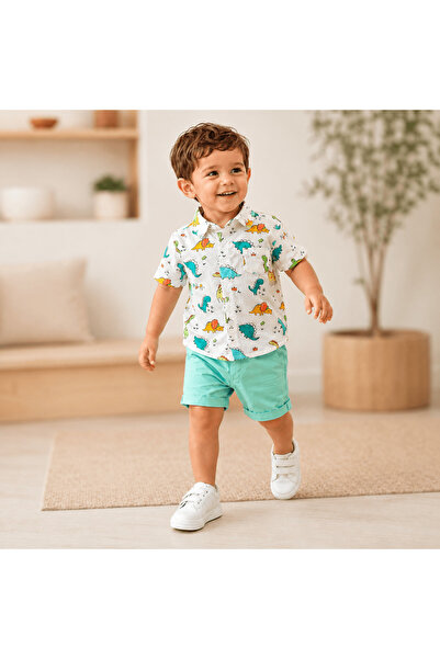 Kidohug Costum elegant de vara, Kidohug Dino Breeze, Camasa cu maneca scurta,...