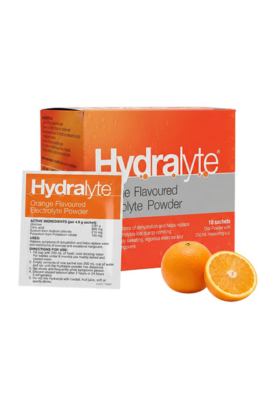 HYDRALYTE أكياس إلكتروليت للترطيب بنكهة البرتقال - عبوة من 10 أكياس |   مسحوق...