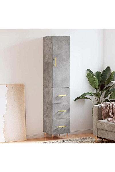 Concept Dulap înalt, gri beton, 34,5x34x180 cm, lemn prelucrat