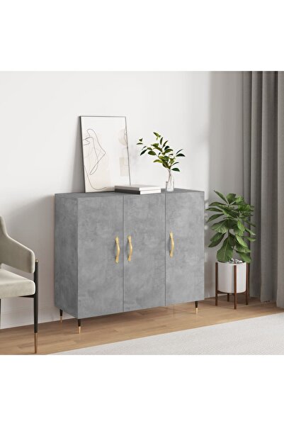 Concept Servantă, gri beton, 90x34x80 cm, lemn compozit