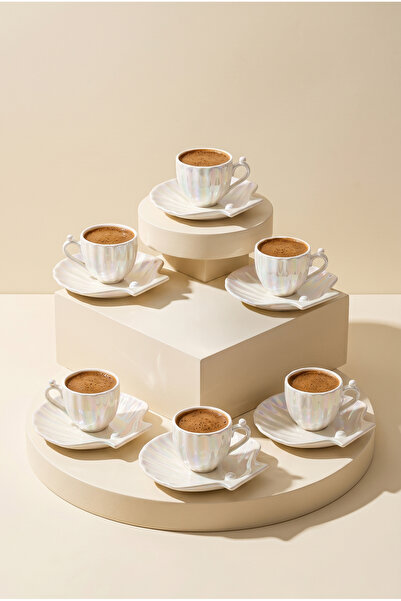 Pearl Oyster 6-Person 12-Piece 90 ml Porcelain Coffee Cup Set
