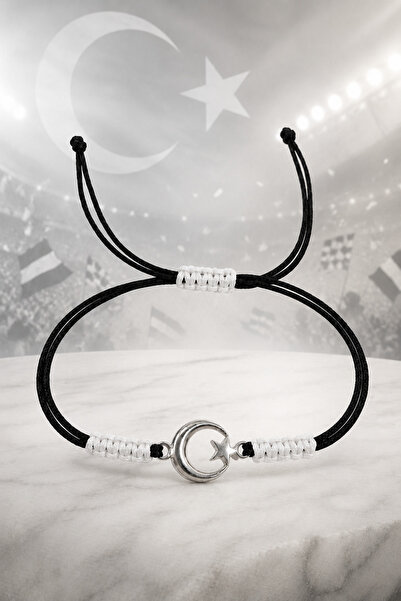 Crystal Atelier Black and White Moon Star Fan Bracelet Adjustable Macrame Unisex