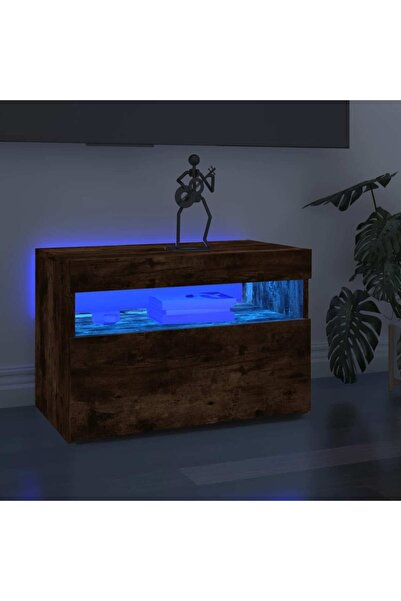 Concept Comode TV cu lumini LED, 2 buc., stejar fumuriu, 60x35x40 cm