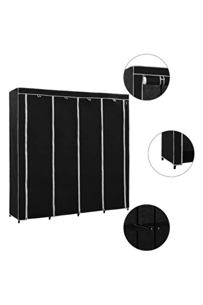 Concept Șifonier cu 4 compartimente, negru, 175 x 45 x 170 cm