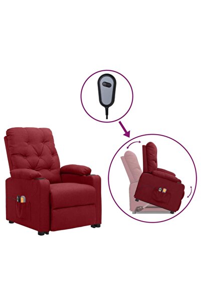 Concept Fotoliu masaj rabatabil cu ridicare, roșu vin, material textil