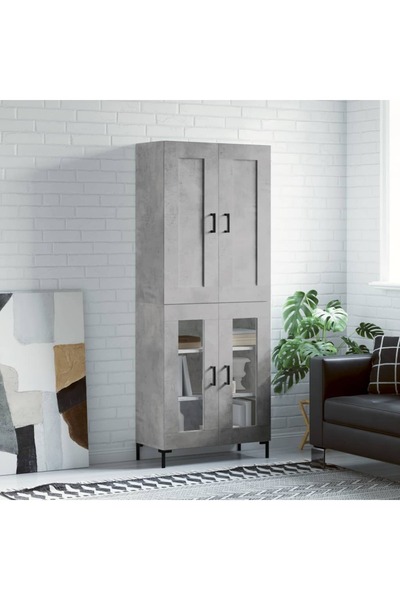 Concept Dulap înalt, gri beton, 69,5x34x180, lemn compozit