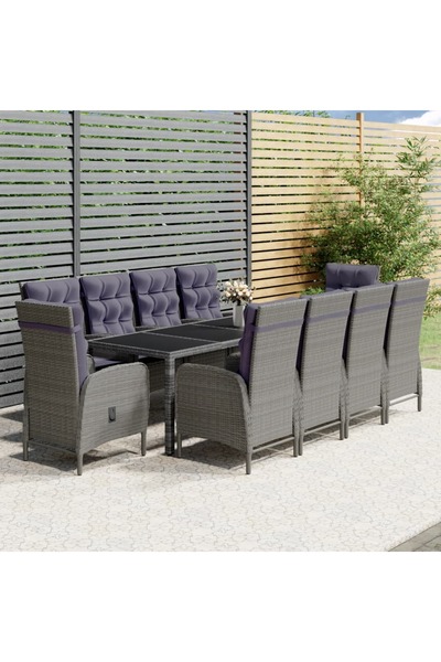 Concept Set de mobilier pentru grădină, 11 piese, gri, poliratan