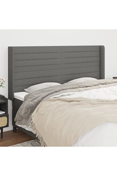 Concept Tăblie de pat cu aripioare gri închis 203x16x118/128 cm textil