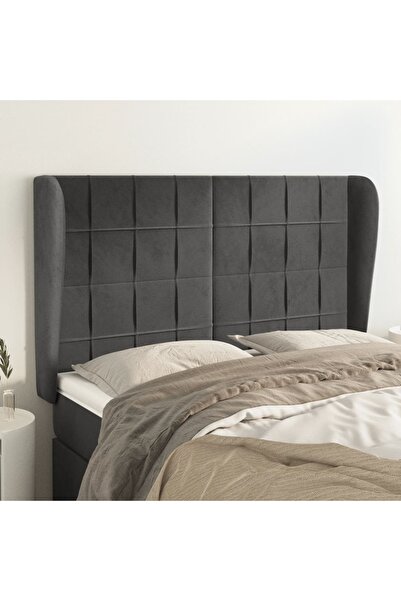 Concept Tăblie de pat cu aripioare gri închis 147x23x118/128 cm catifea