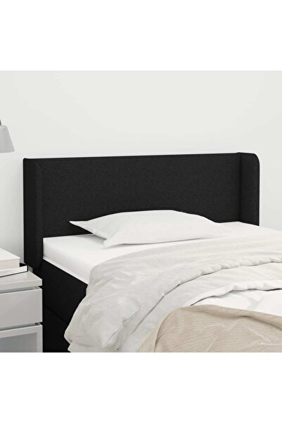 Concept Tăblie de pat cu aripioare negru 93x16x78/88 cm textil