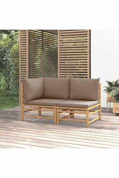 Concept Set mobilier de grădină cu perne gri taupe, 2 piese, bambus