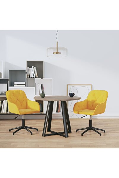 Concept Scaune de bucătărie pivotante, 2 buc., galben, catifea