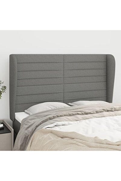 Concept Tăblie de pat cu aripioare gri închis 147x23x118/128 cm textil