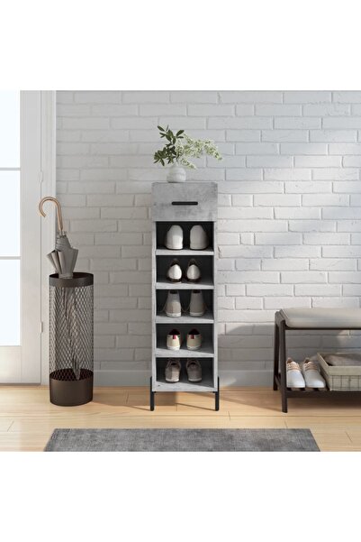Concept Pantofar, gri beton, 30x35x105 cm, lemn compozit