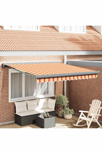 Concept Copertină retractabilă, galben/alb, 3x2,5 m, textil/aluminiu