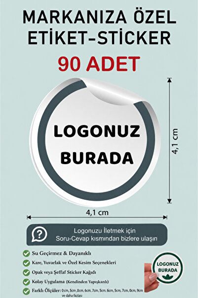 GSticker Kişiye Özel Firma Şirket Marka Butik Logo Sticker Paketleme Kargo Am...