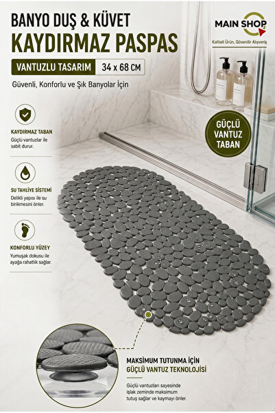 MAİN SHOP 1 Adet Vantuzlu Banyo Duş ve Küvet Kaydırmaz Paspas - 34 x 68 cm M-130
