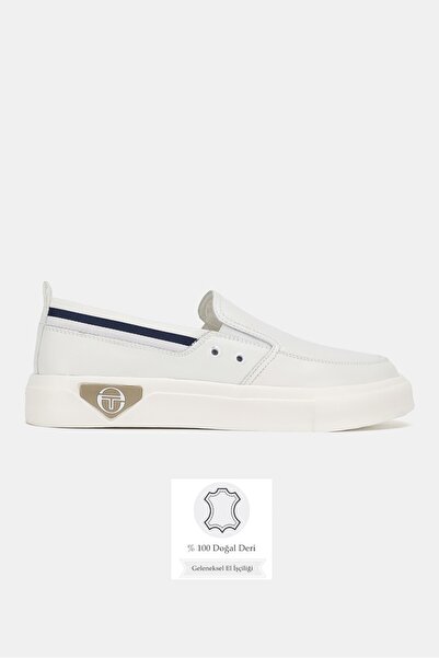 TUNAELLİ Men's White Genuine Natural Leather Eva Sole Orthopedic Shoes