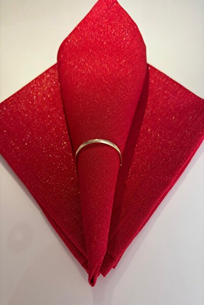 İnciShop 6 Adet Simli Kırmızı Peçete Yılbaşı, Christmas 35x35