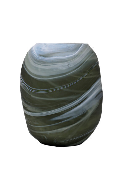 Yargıcı Cam Desenli Oval Vazo (21x27 cm)