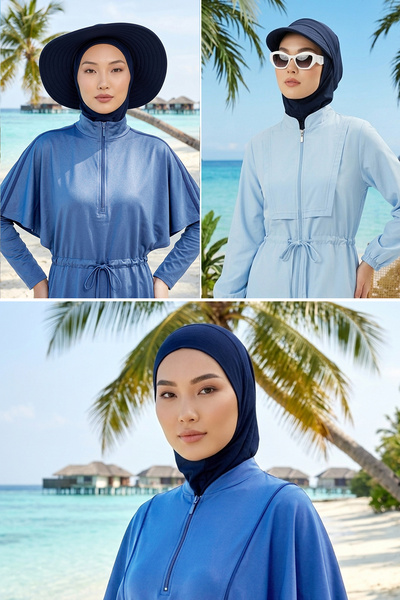 Aisha's Design Set de 3 piese: Cască, Vizor și Pălărie, Set Hijab (pentru mar...
