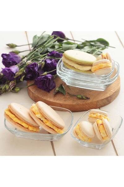 LAV Defne Glass Serving Plate Set of 2 Small Size 230 ml (Breakfast, Appetize...