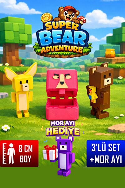 YAGLİZ Super Bear Adventure Ayı, Tilki ve Tavşan Figür Seti – Tüm Eklemleri H...