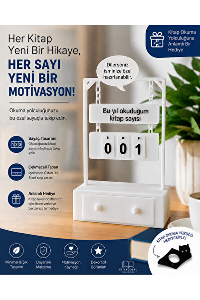 Book Reading Counter – Decorative Reading Tracker | Bookshelf & Library Accessory