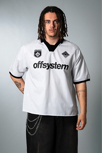 Plus Eighteen The Off System Polo Collar White Men's Football Jersey