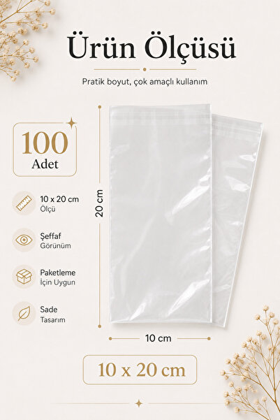 etikettcim Şeffaf Poşet Düz  10x20 cm 100 Adet