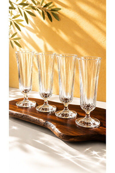 Maloria Flüt Kristal Parlak Kahve Yanı Bardağı | 140ml - 4'lü
