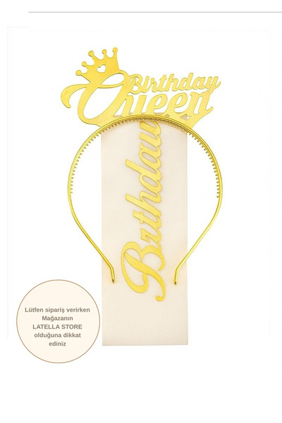 Anatolia Birthday Queen Taç Ve Kuşak Gold, Doğum Günü Partisi Birhtday Queen