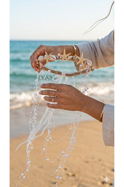 stil+o aksesuar.com Special Design Starfish Long Row Pearl Sea Shell Tied Out...