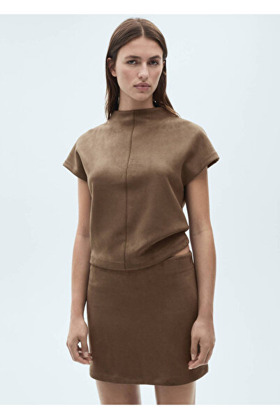 MANGO Woman Leather Look T-Shirt