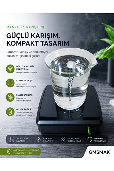 GMSMAK Manyetik Karıştırıcı ve 6x20 mm Manyetik Balık