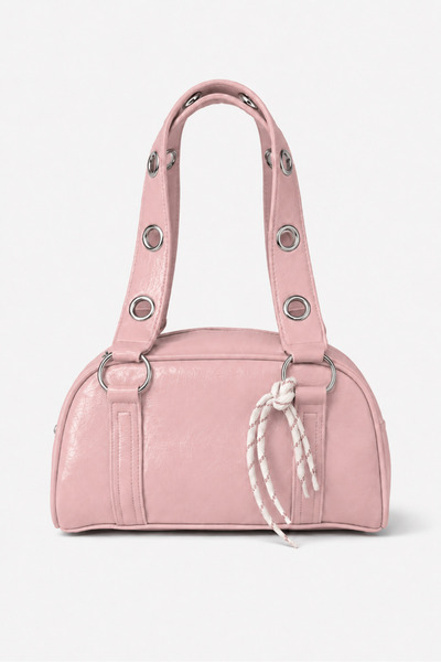 RumyaCollection Kadın Pastel Pembe Baget Çanta Fermuarlı Halka Detaylı Günlük...
