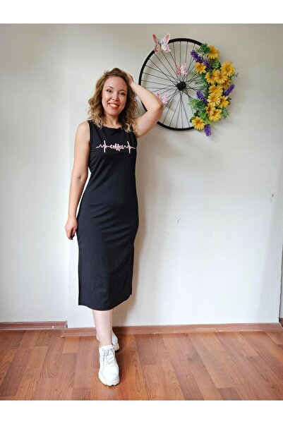 MADAME MELEK Thick Strap Dress with Slit Detail
